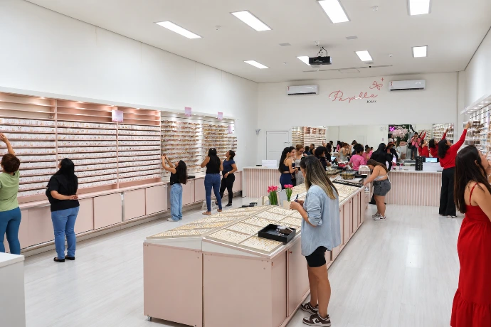 Revendedoras escolhendo peças no showroom Papillô em São Paulo